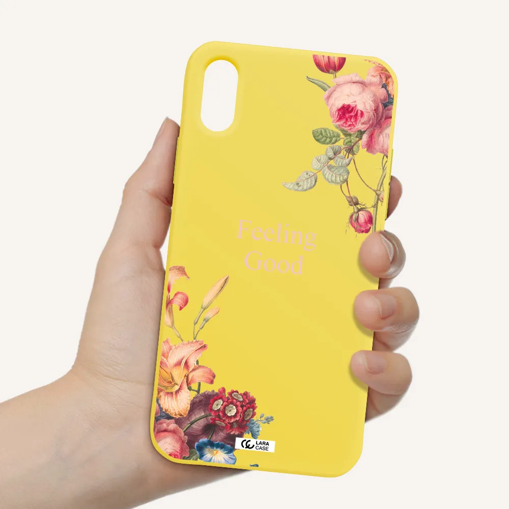 a close-up of flowers Apple iPhone XS Silicone canary yellow Case