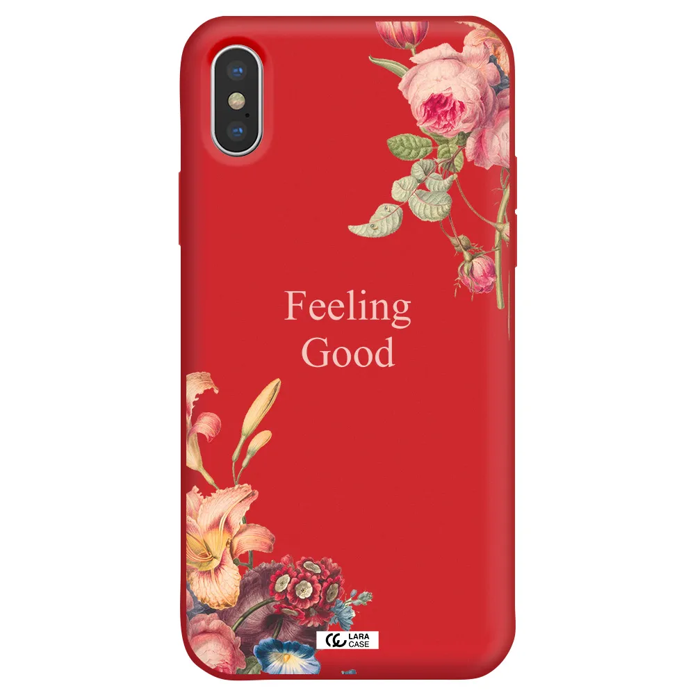 a close-up of flowers Apple iPhone XS Silicone Imperial Red Case