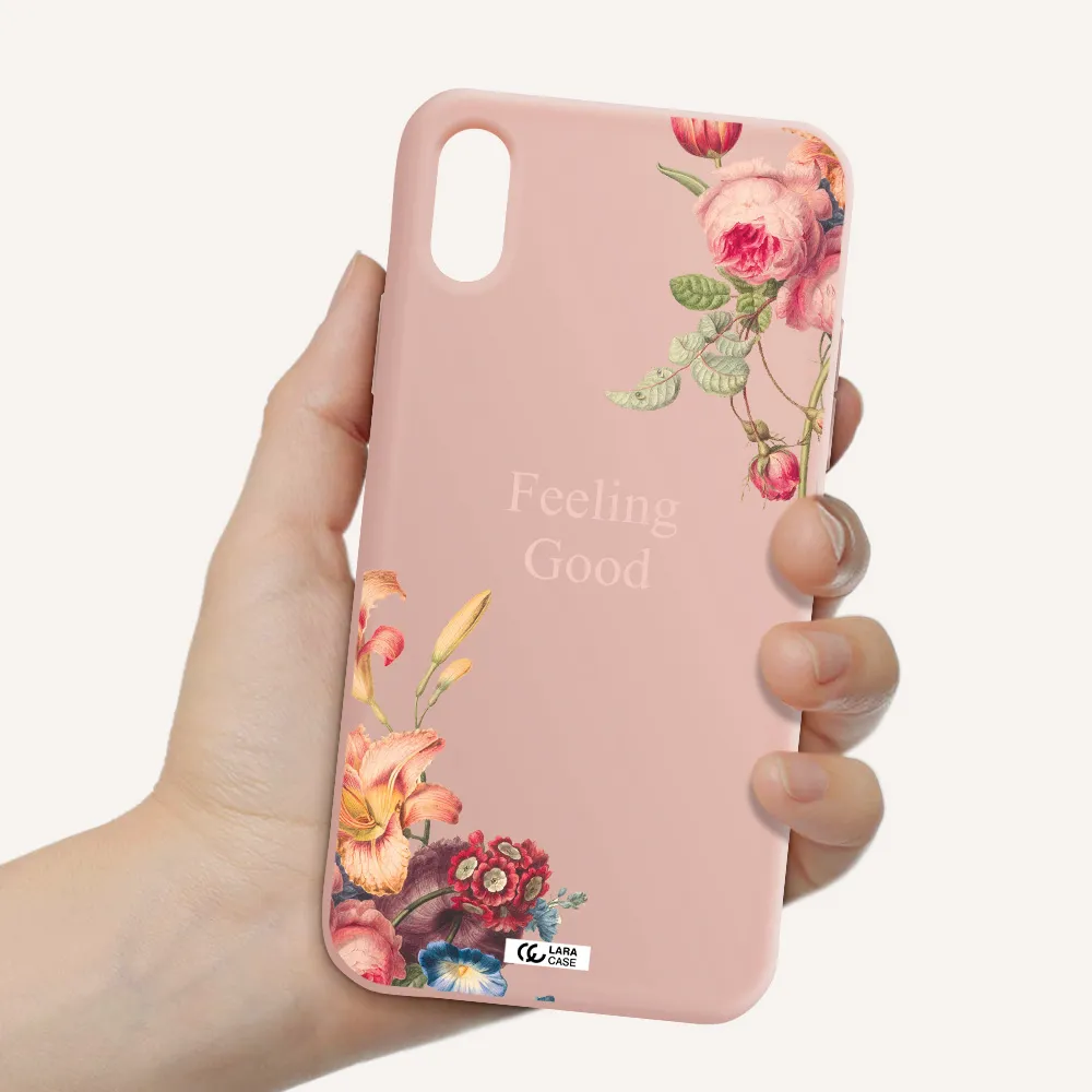 a close-up of flowers Apple iPhone XS Silicone pastel pink Case