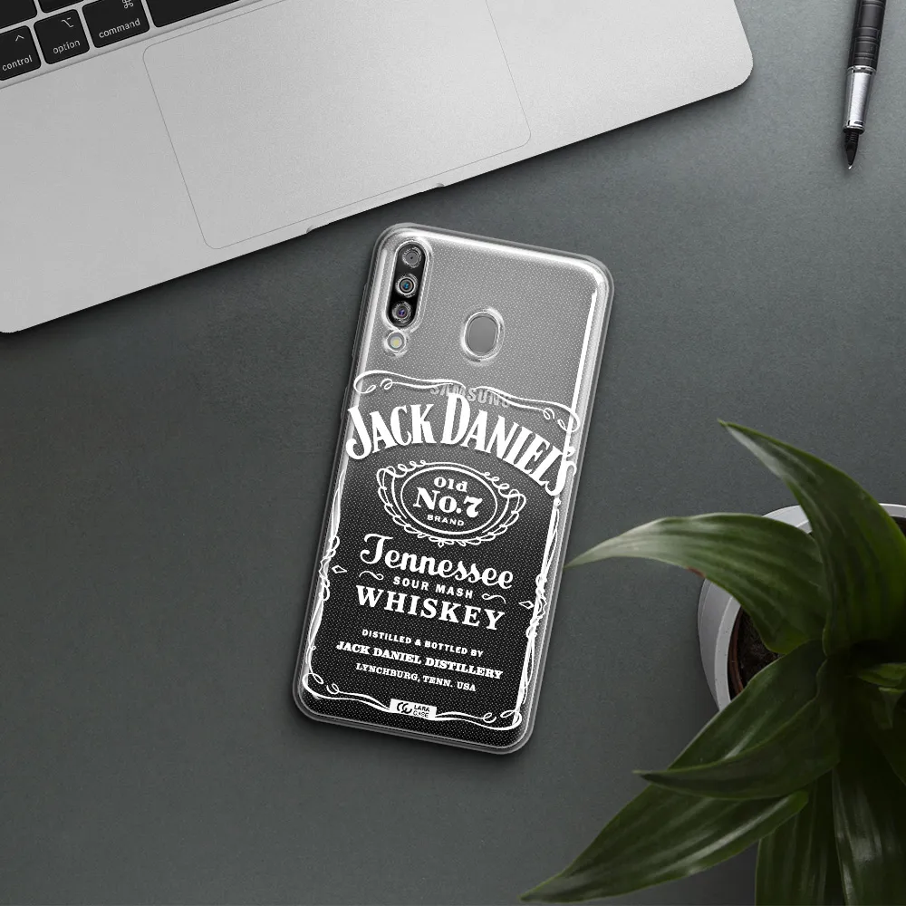 a white background with black dots Samsung M30 Clear TPU Case