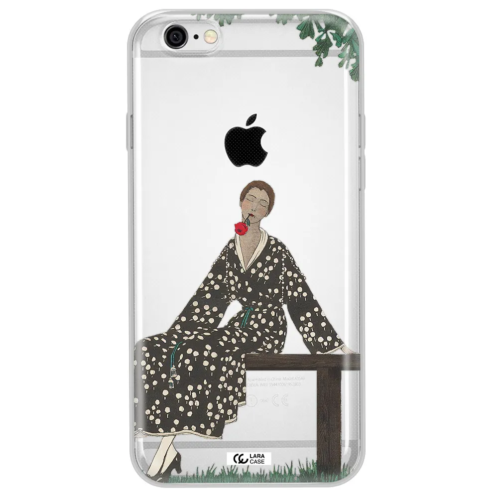 a woman sitting on a bench Apple iPhone 6 Clear TPU Case