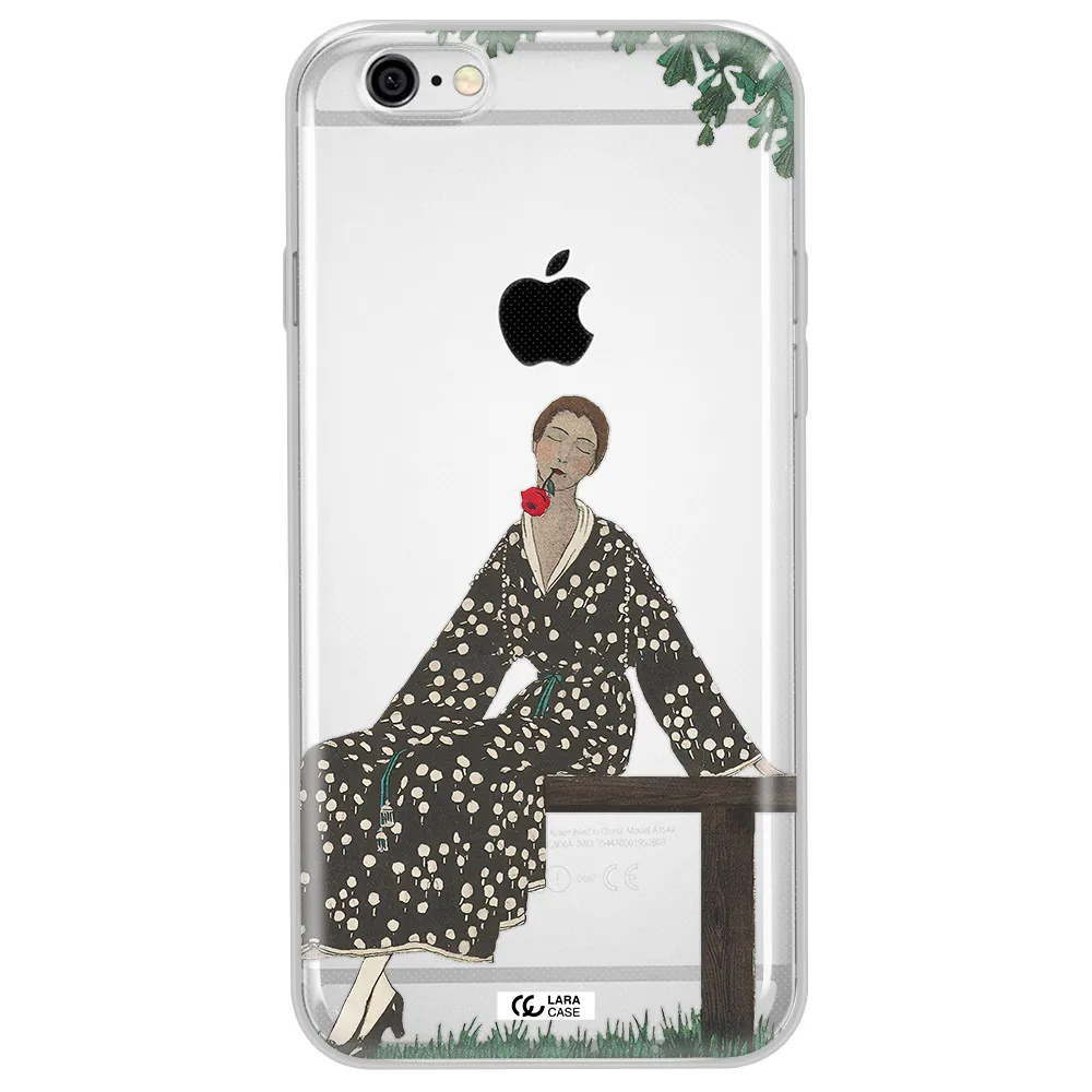 a woman sitting on a bench Apple iPhone 6 plus Clear TPU Case