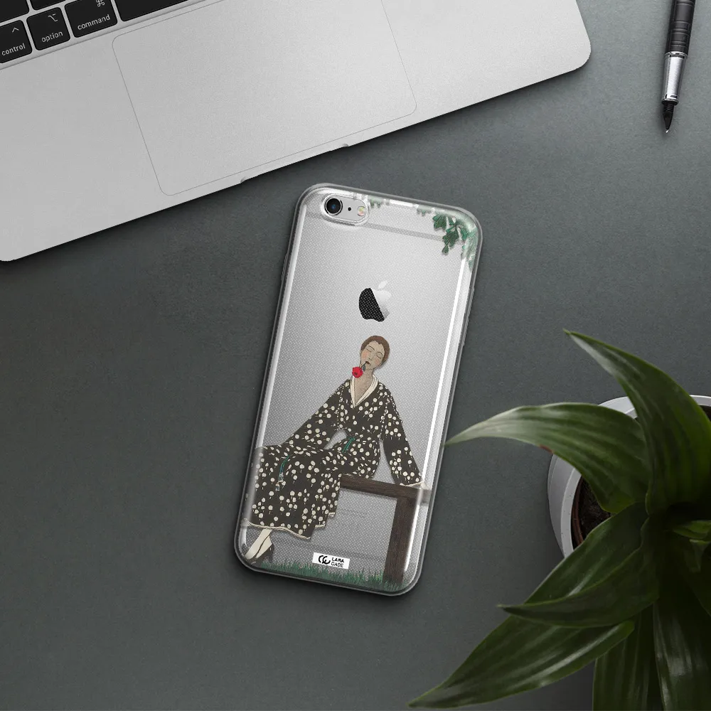 a woman sitting on a bench Apple iPhone 6 s plus Clear TPU Case