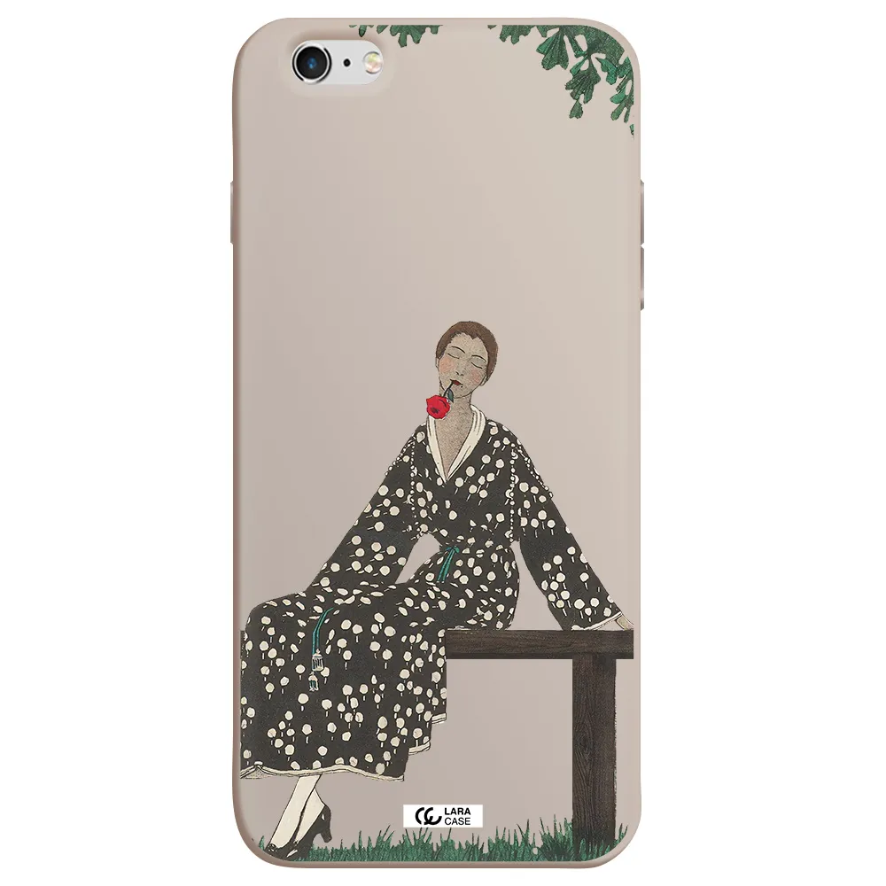 a woman sitting on a bench Apple iPhone 6 s plus Silicone Stone Case