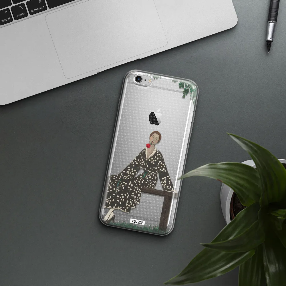 a woman sitting on a bench Apple iPhone 6S Clear TPU Case