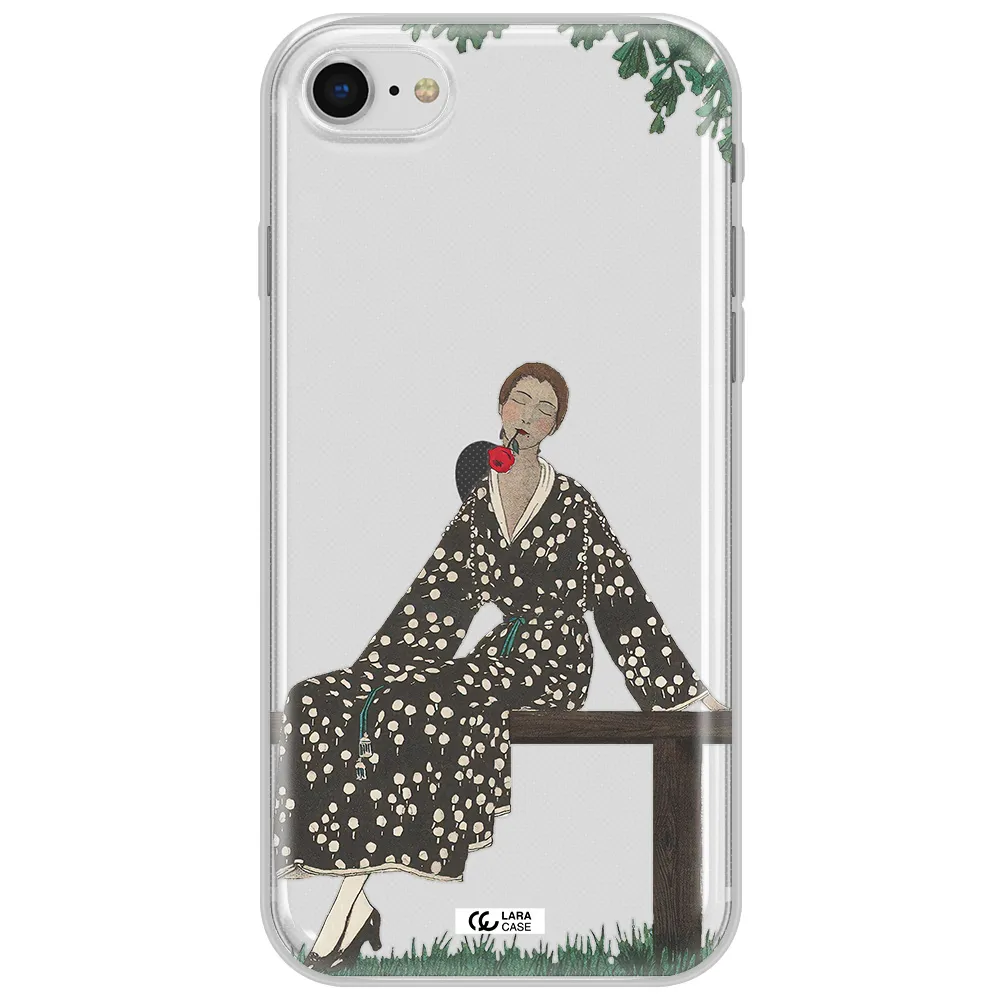 A Woman Sitting On A Bench Apple Iphone Se 2020 Clear Tpu Case