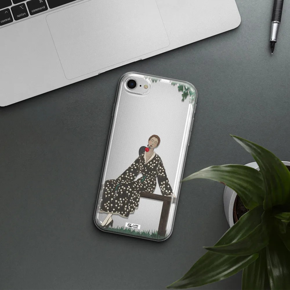 A Woman Sitting On A Bench Apple Iphone Se 2020 Clear Tpu Case