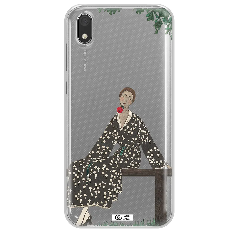 a woman sitting on a bench Huawei Honor 8S Clear TPU Case