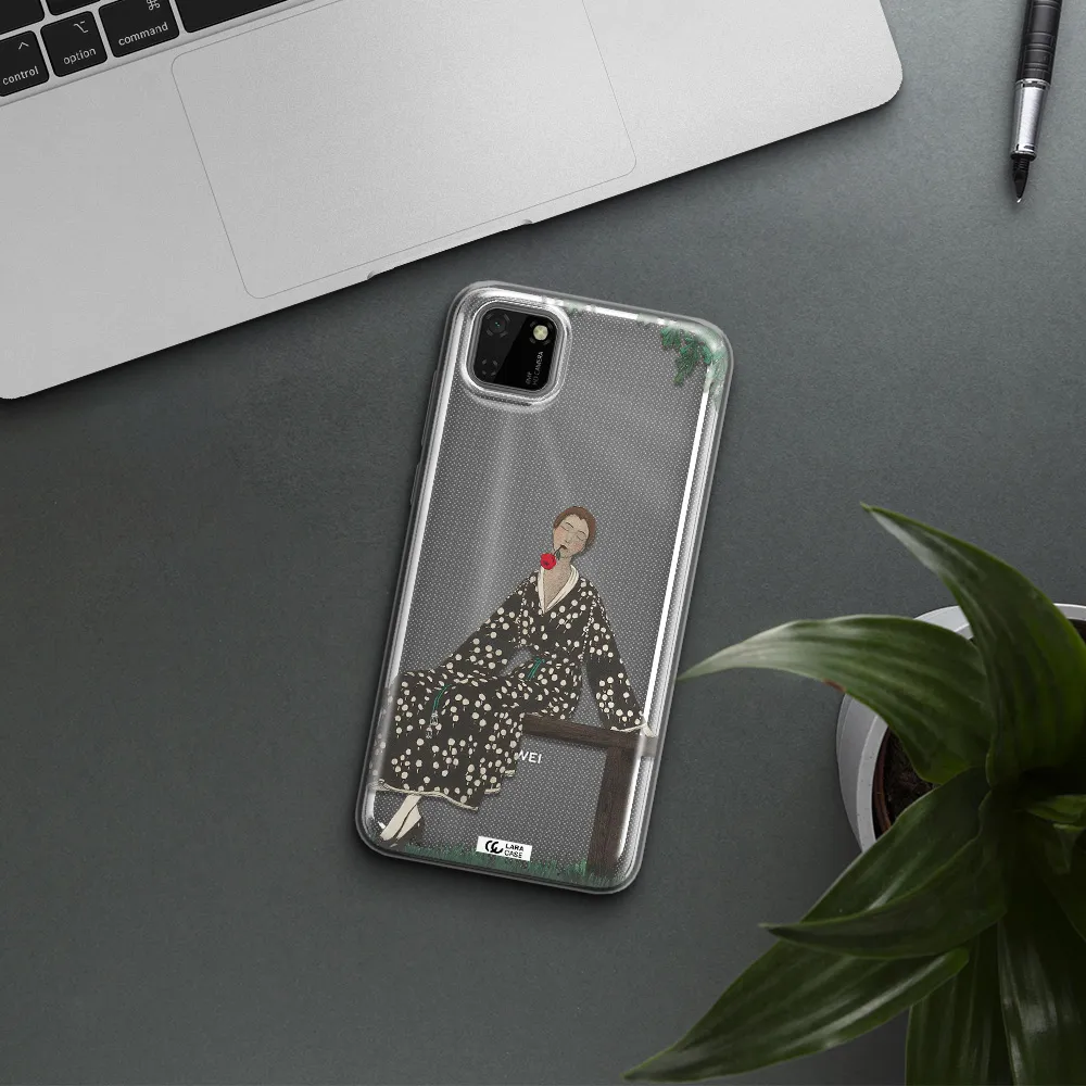 a woman sitting on a bench Huawei Honor 9S Clear TPU Case