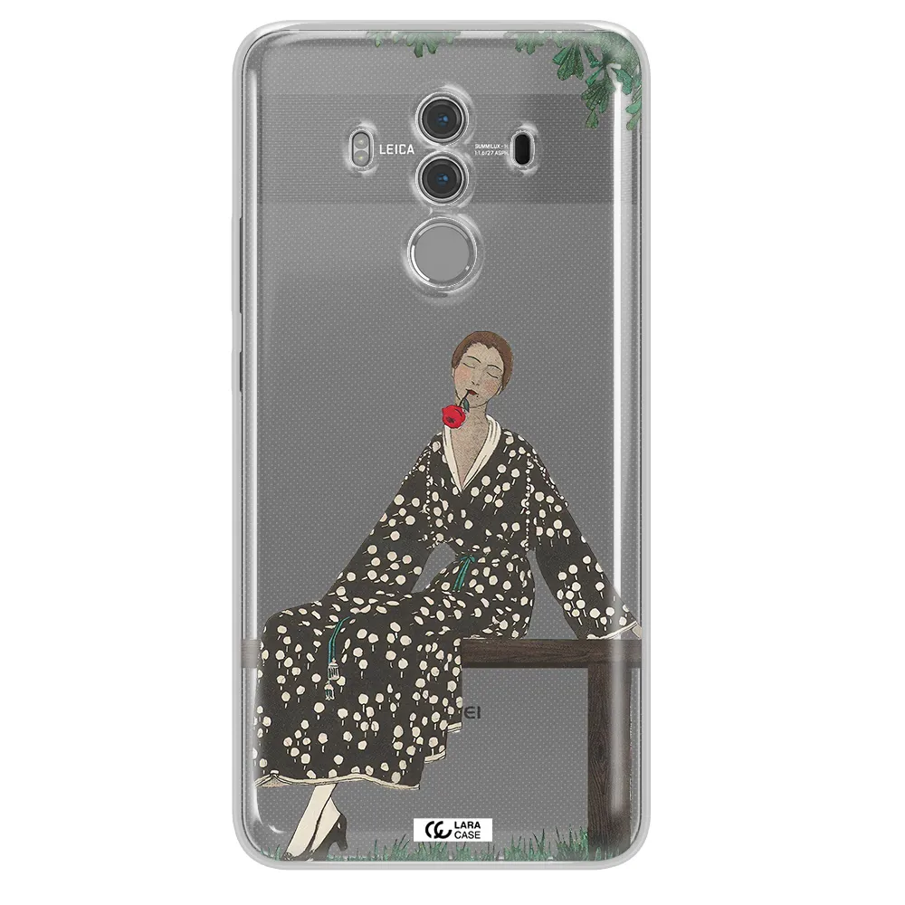 a woman sitting on a bench Huawei Mate 10 Pro Clear TPU Case