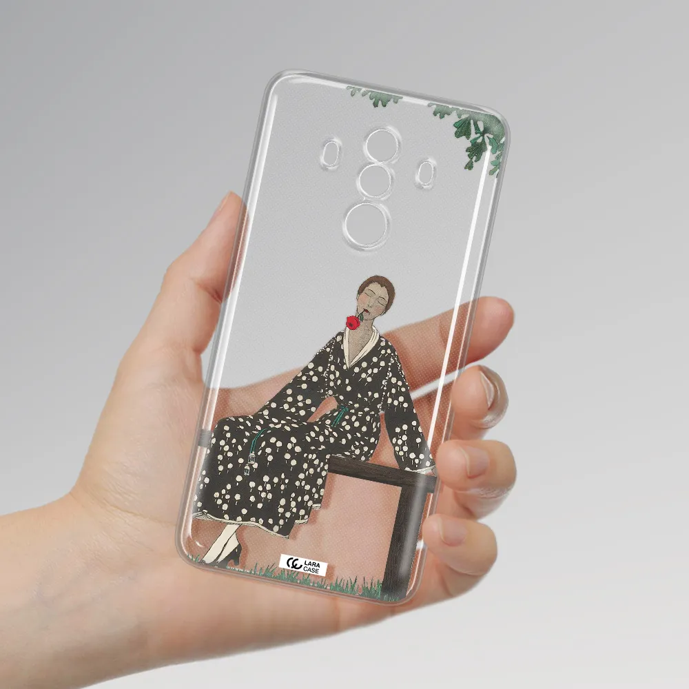 a woman sitting on a bench Huawei Mate 10 Pro Clear TPU Case
