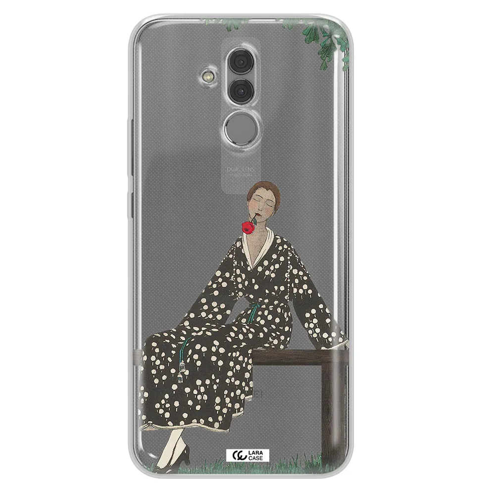 a woman sitting on a bench Huawei Mate 20 Lite Clear TPU Case