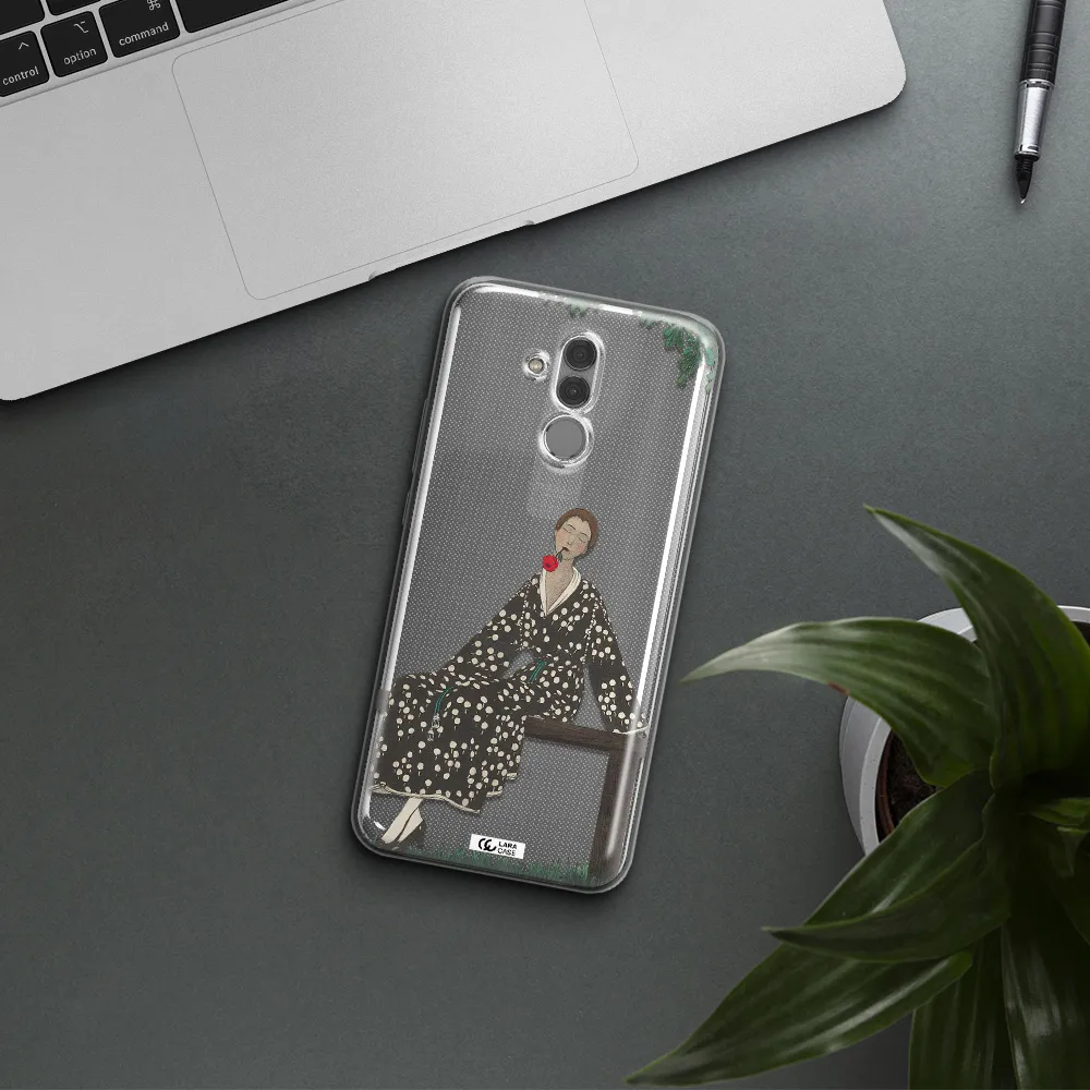 a woman sitting on a bench Huawei Mate 20 Lite Clear TPU Case