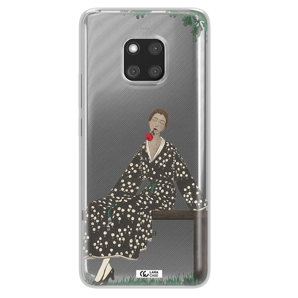 a woman sitting on a bench Huawei Mate 20 Pro Clear TPU Case