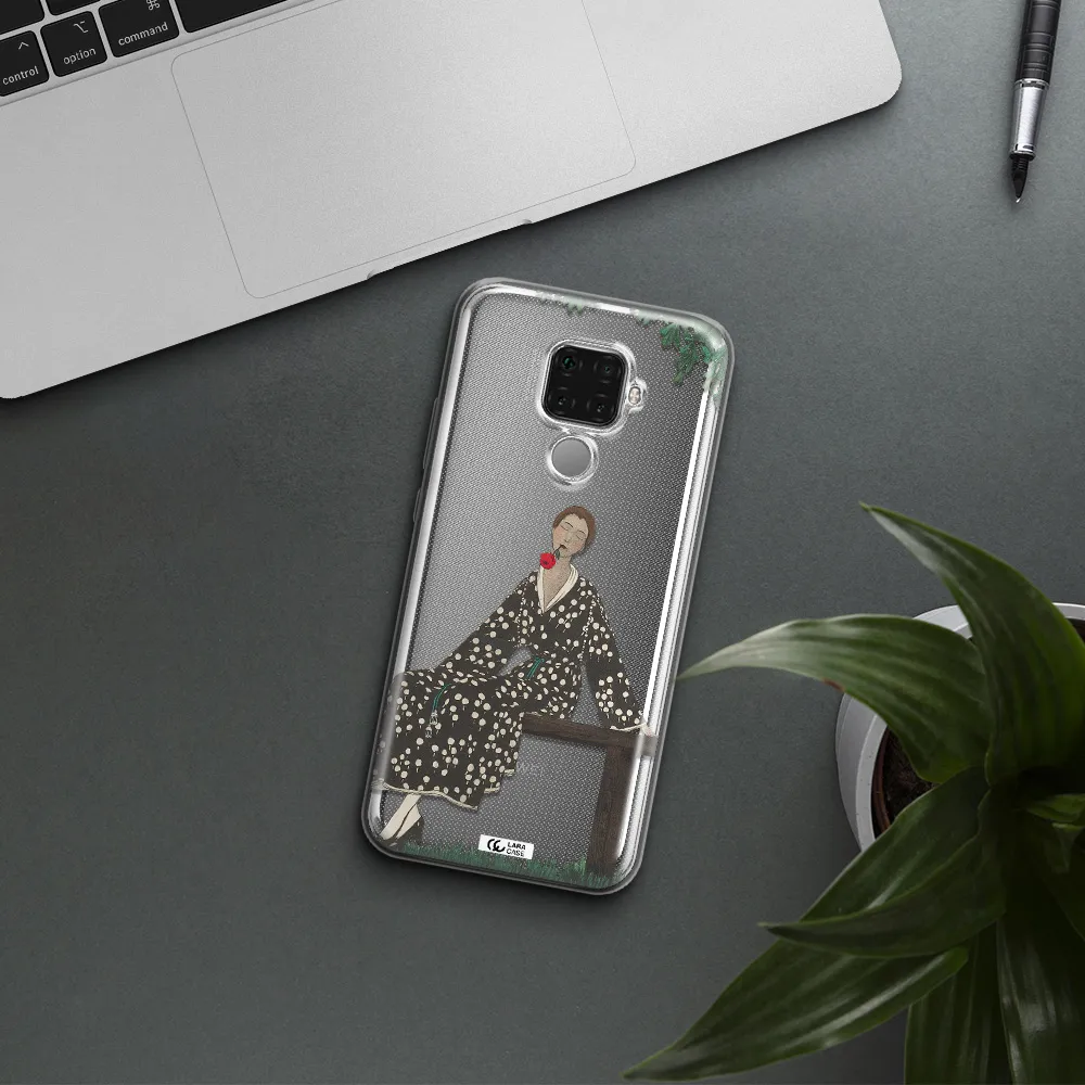 a woman sitting on a bench Huawei Mate 30 Lite Clear TPU Case