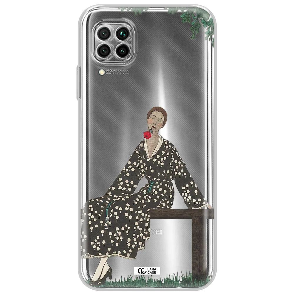 A Woman Sitting On A Bench Huawei Nova 7I Clear Tpu Case