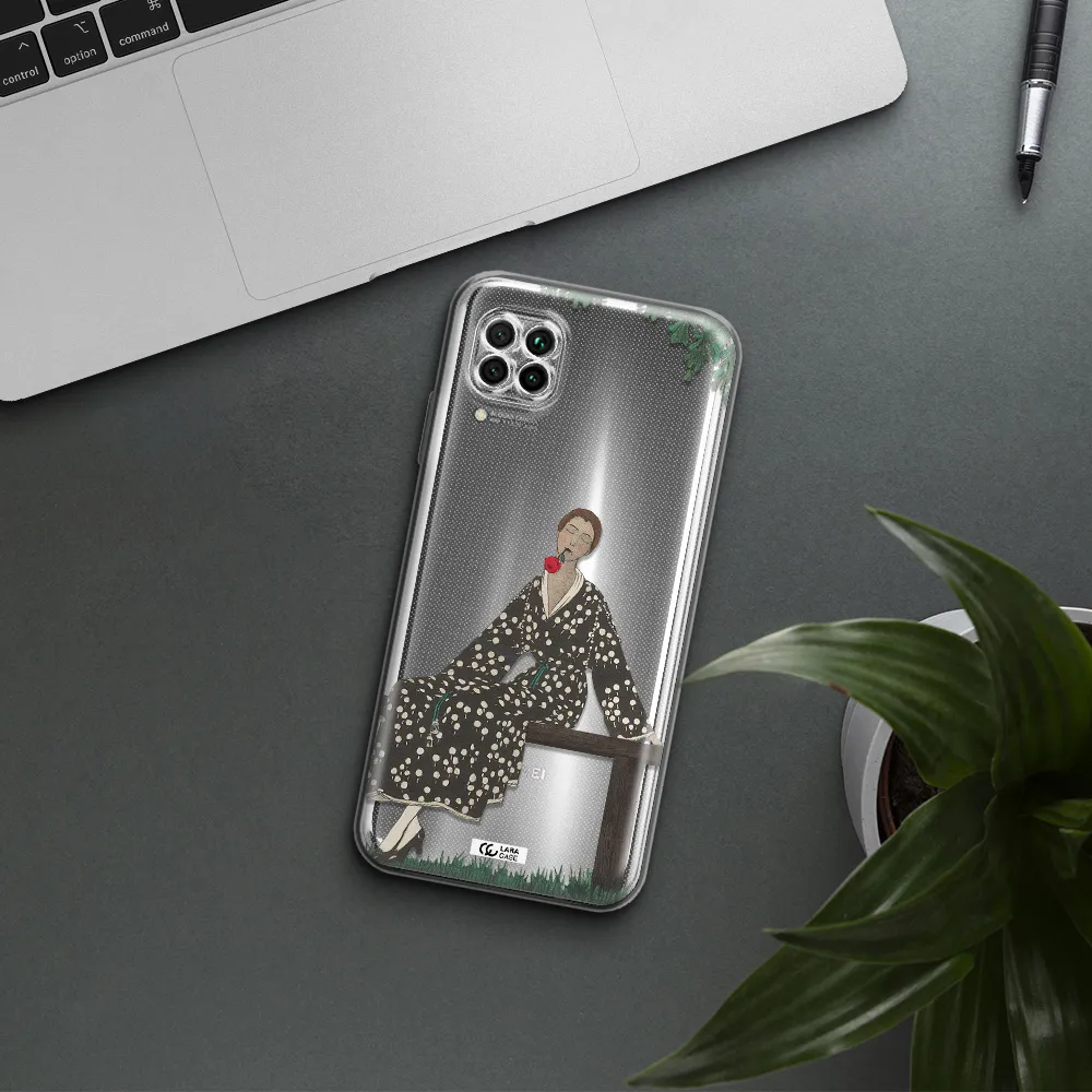 A Woman Sitting On A Bench Huawei Nova 7I Clear Tpu Case