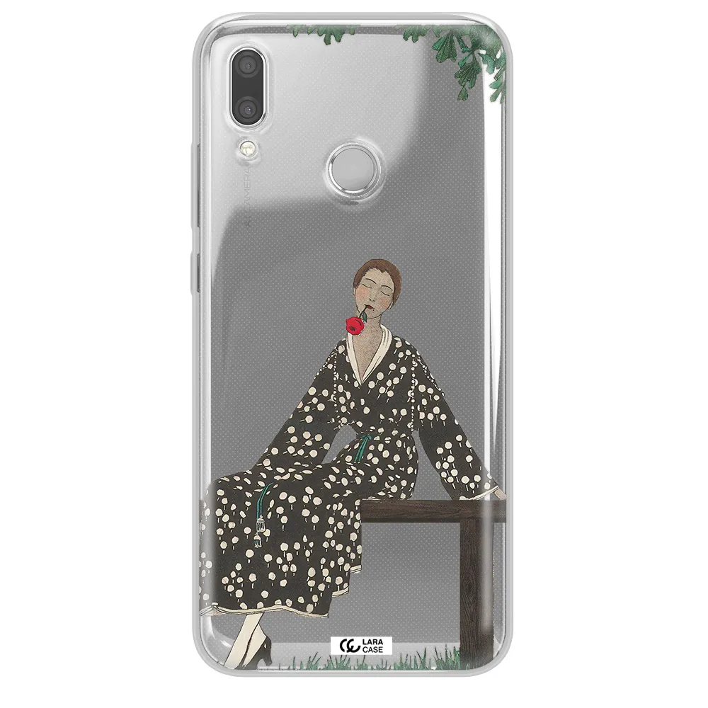 a woman sitting on a bench Huawei P Smart 2019 Clear TPU Case