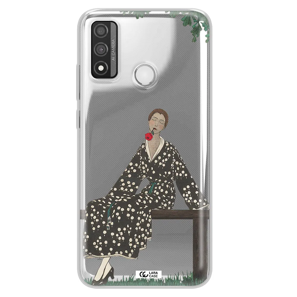 a woman sitting on a bench Huawei P Smart 2020 Clear TPU Case