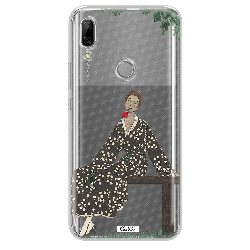 a woman sitting on a bench Huawei P Smart Z Clear TPU Case