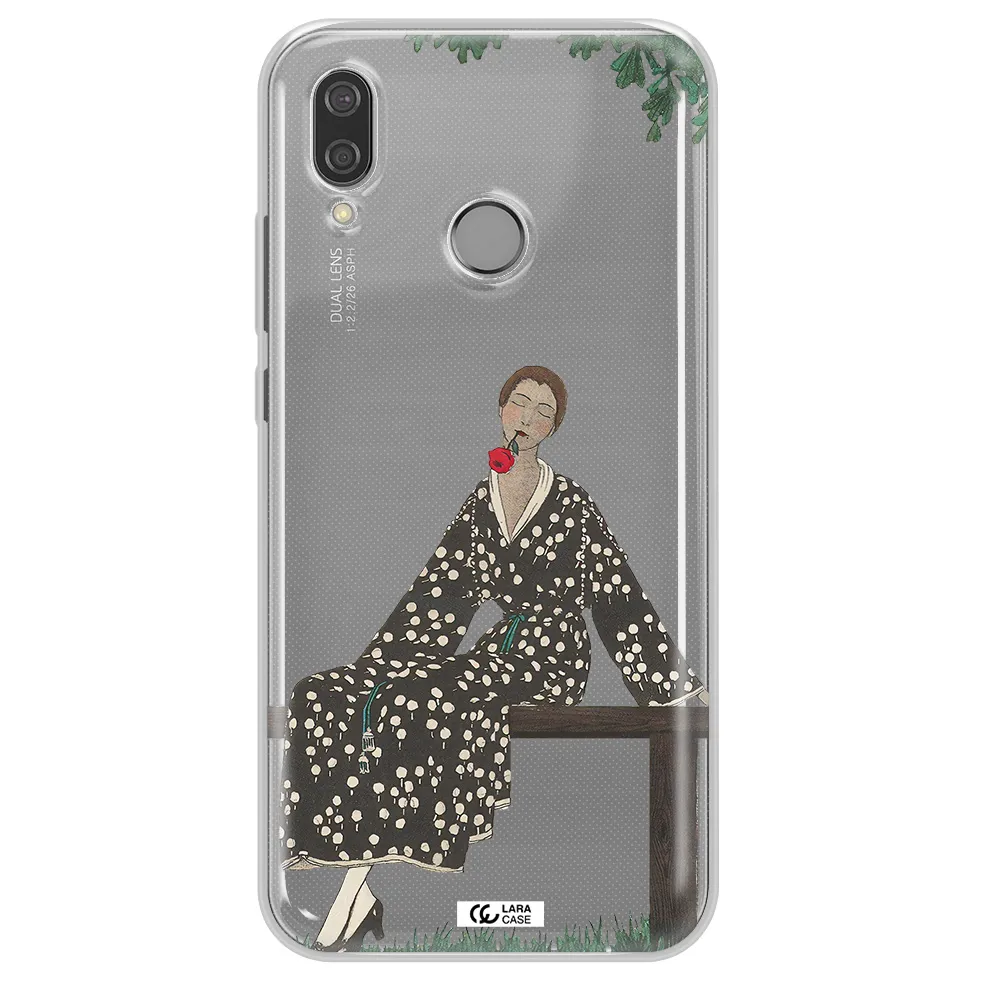 a woman sitting on a bench Huawei P20 Lite Clear TPU Case