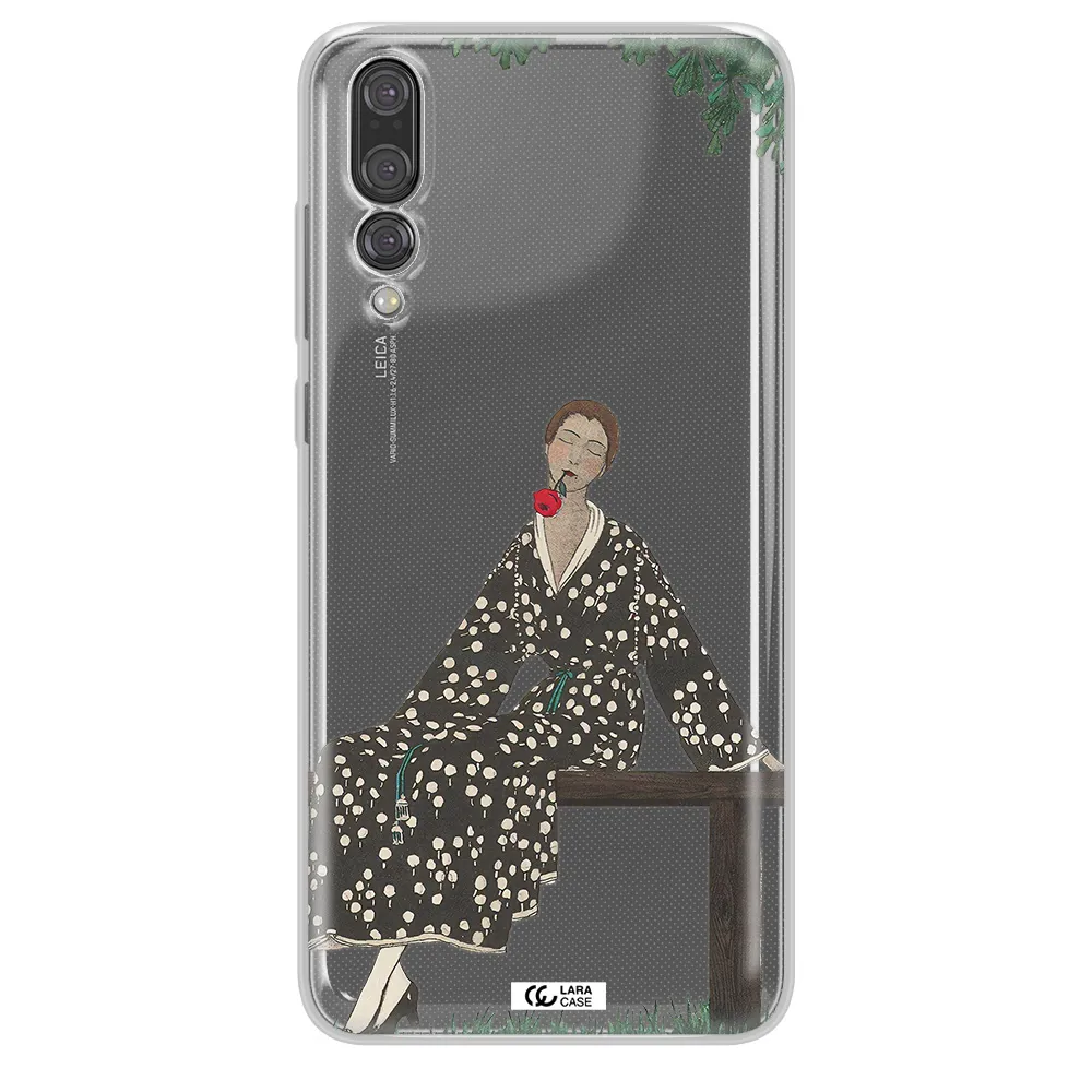 a woman sitting on a bench Huawei P20 Pro Clear TPU Case