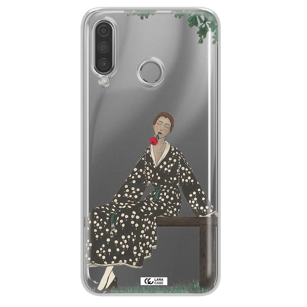 a woman sitting on a bench Huawei P30 Lite Clear TPU Case