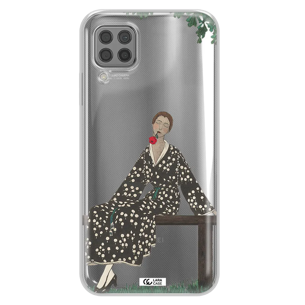 a woman sitting on a bench Huawei P40 Lite Clear TPU Case