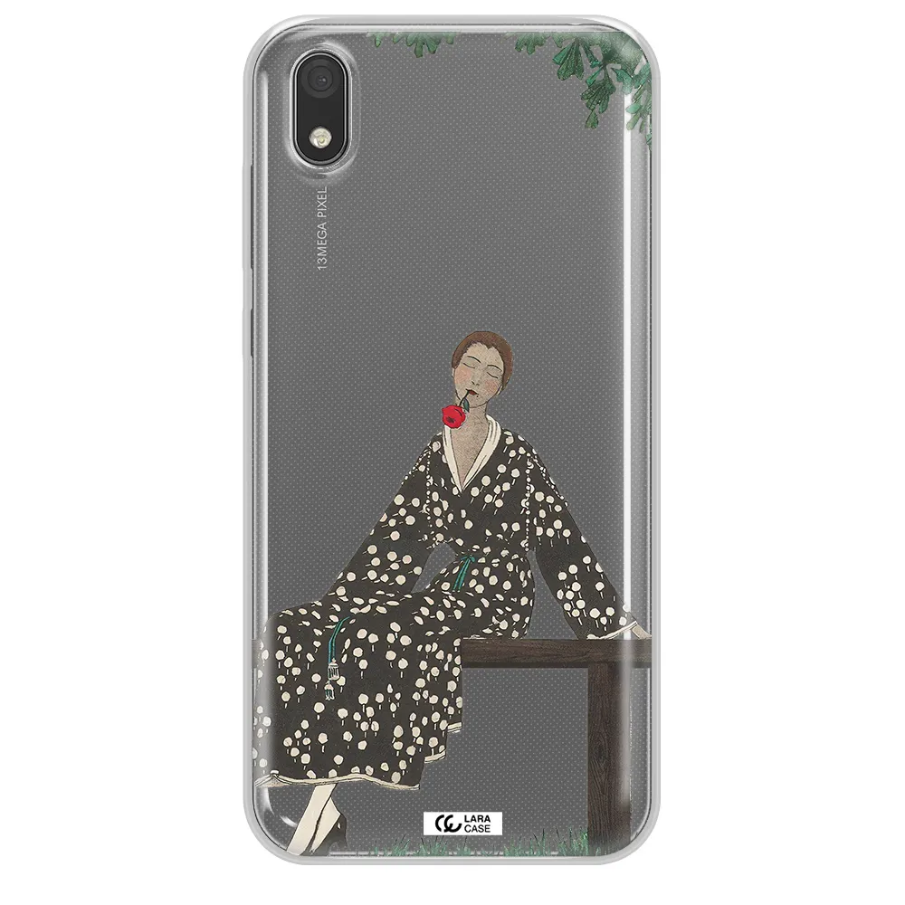 a woman sitting on a bench Huawei Y5 2019 Clear TPU Case