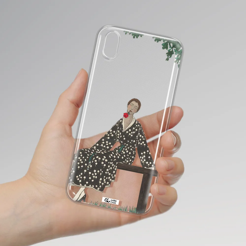 a woman sitting on a bench Huawei Y5 2019 Clear TPU Case