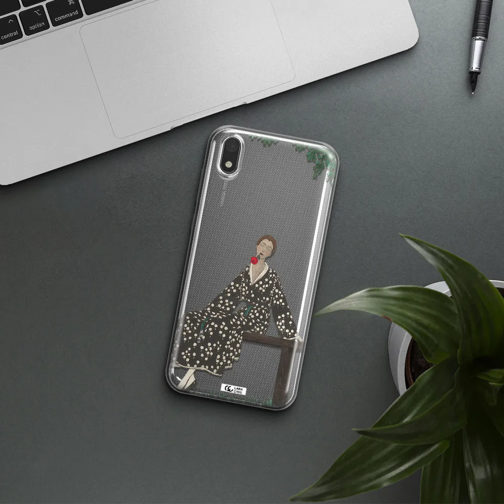 a woman sitting on a bench Huawei Y5 2019 Clear TPU Case