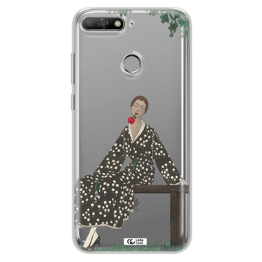 a woman sitting on a bench Huawei Y6 Prime 2018 Clear TPU Case