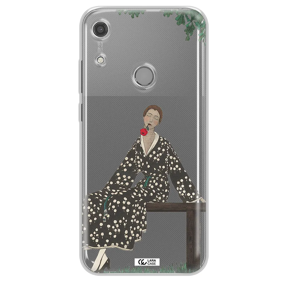 a woman sitting on a bench Huawei Y6S Clear TPU Case