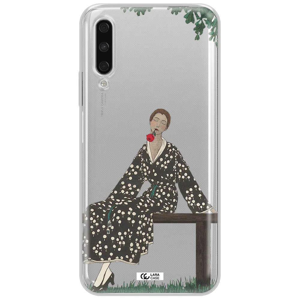 A Woman Sitting On A Bench Huawei Y9S Clear Tpu Case