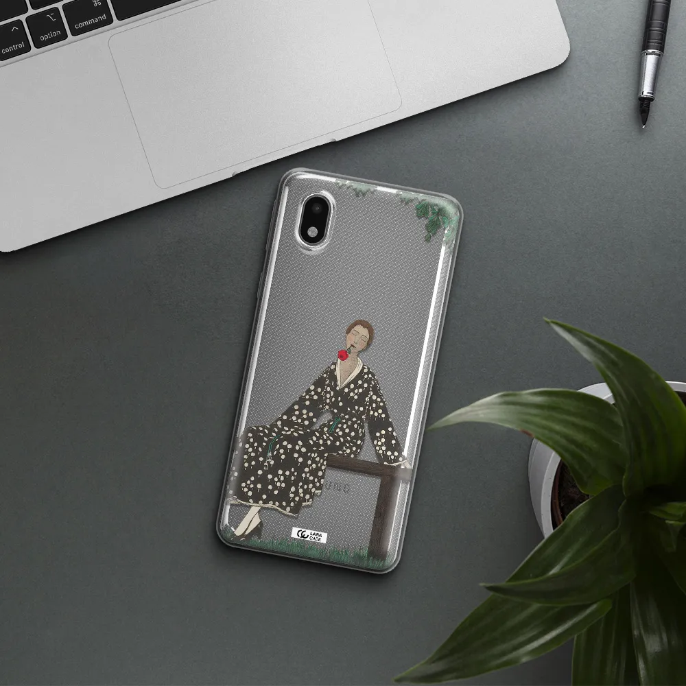 A Woman Sitting On A Bench Samsung A01 Core Clear Tpu Case