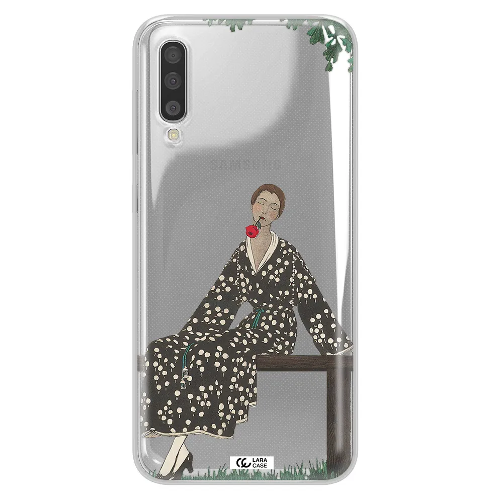 A Woman Sitting On A Bench Samsung A50S Clear Tpu Case