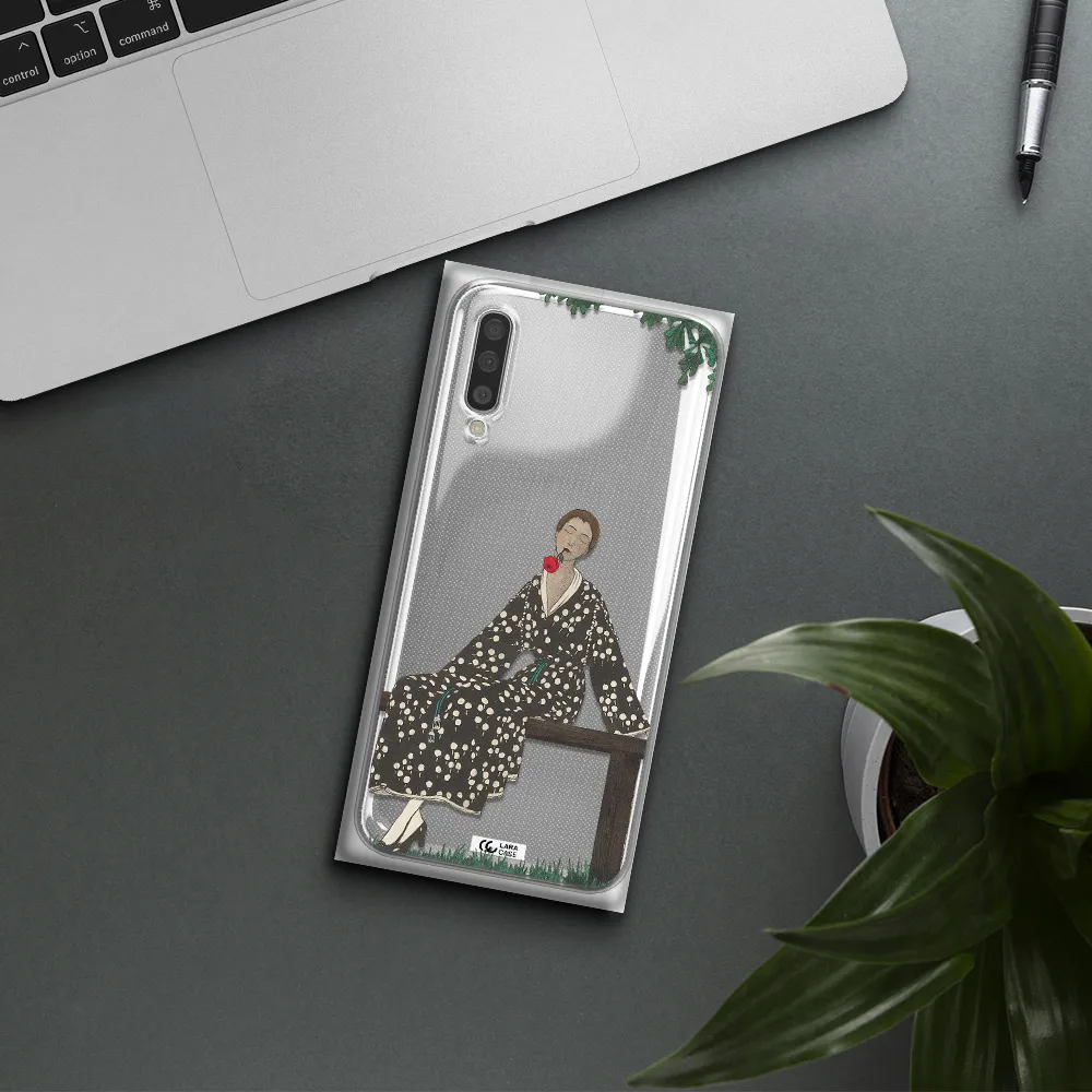 A Woman Sitting On A Bench Samsung A50S Clear Tpu Case