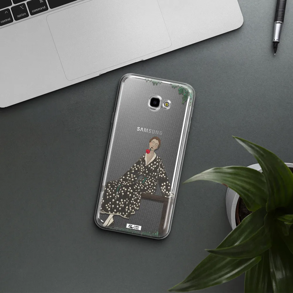 a woman sitting on a bench Samsung J4 Plus Clear TPU Case