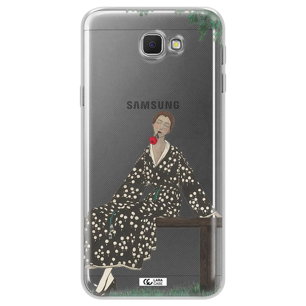 a woman sitting on a bench Samsung J5 Prime Clear TPU Case