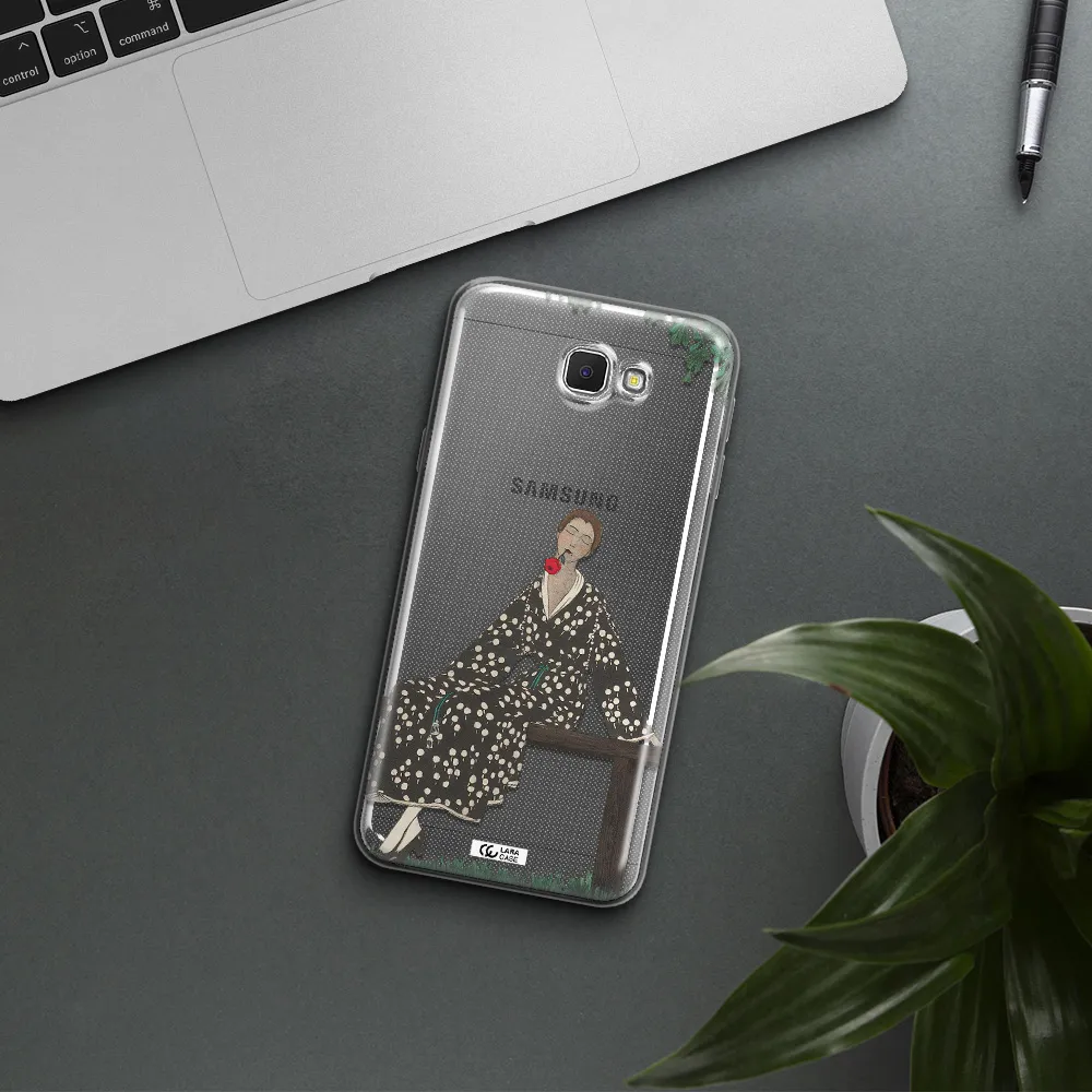 a woman sitting on a bench Samsung J5 Prime Clear TPU Case