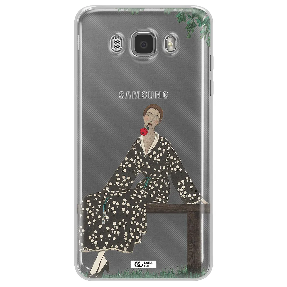 a woman sitting on a bench Samsung J7 2016 Clear TPU Case