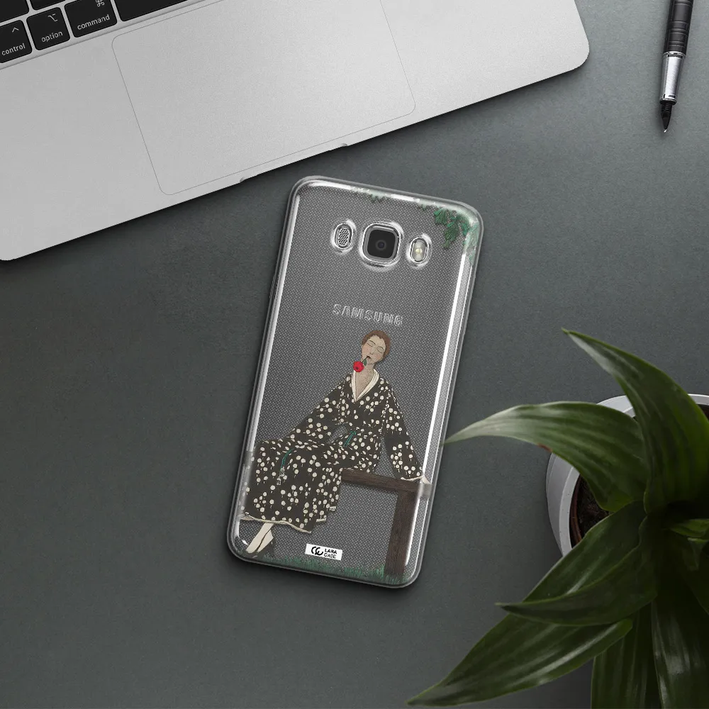 a woman sitting on a bench Samsung J7 2016 Clear TPU Case