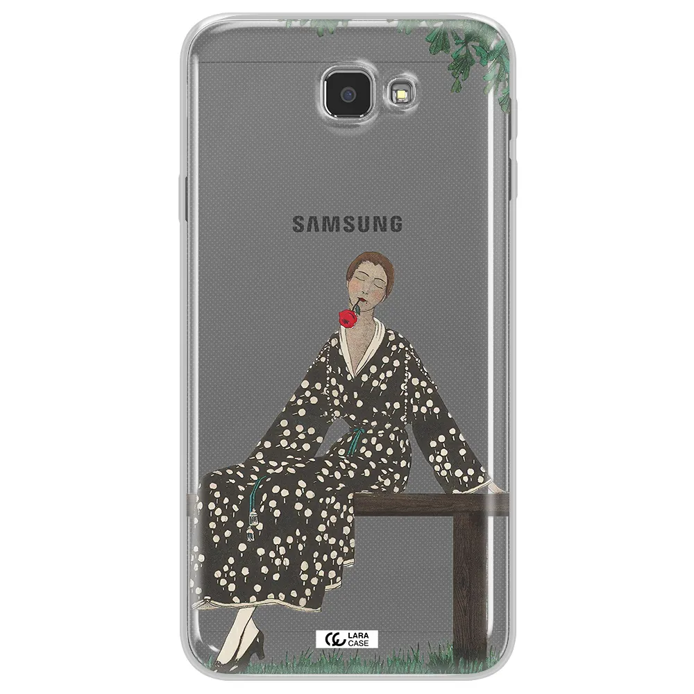 a woman sitting on a bench Samsung J7 Prim Clear TPU Case