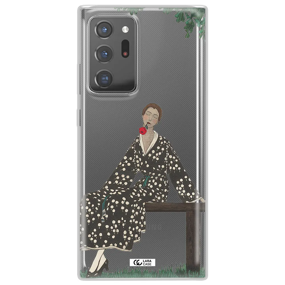 a woman sitting on a bench Samsung Note 20 Ultra Clear TPU Case