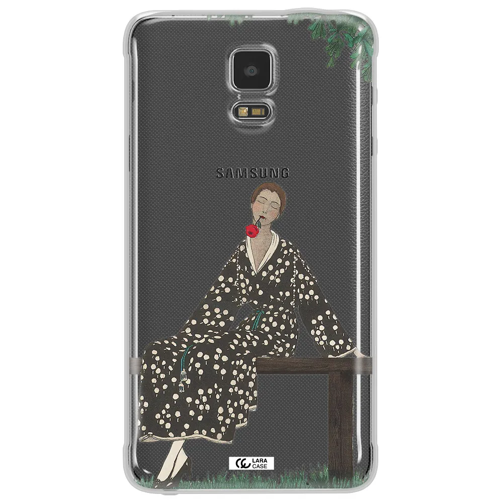 a woman sitting on a bench Samsung Note 4 Clear TPU Case