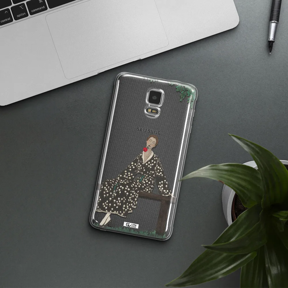 a woman sitting on a bench Samsung Note 4 Clear TPU Case