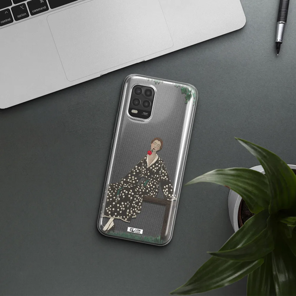 a woman sitting on a bench Xiaomi Mi 10 Lite Clear TPU Case
