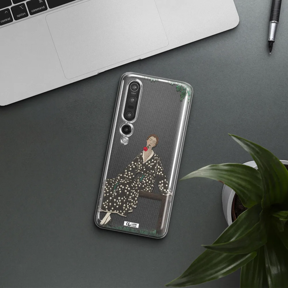 a woman sitting on a bench Xiaomi Mi 10 Pro Clear TPU Case