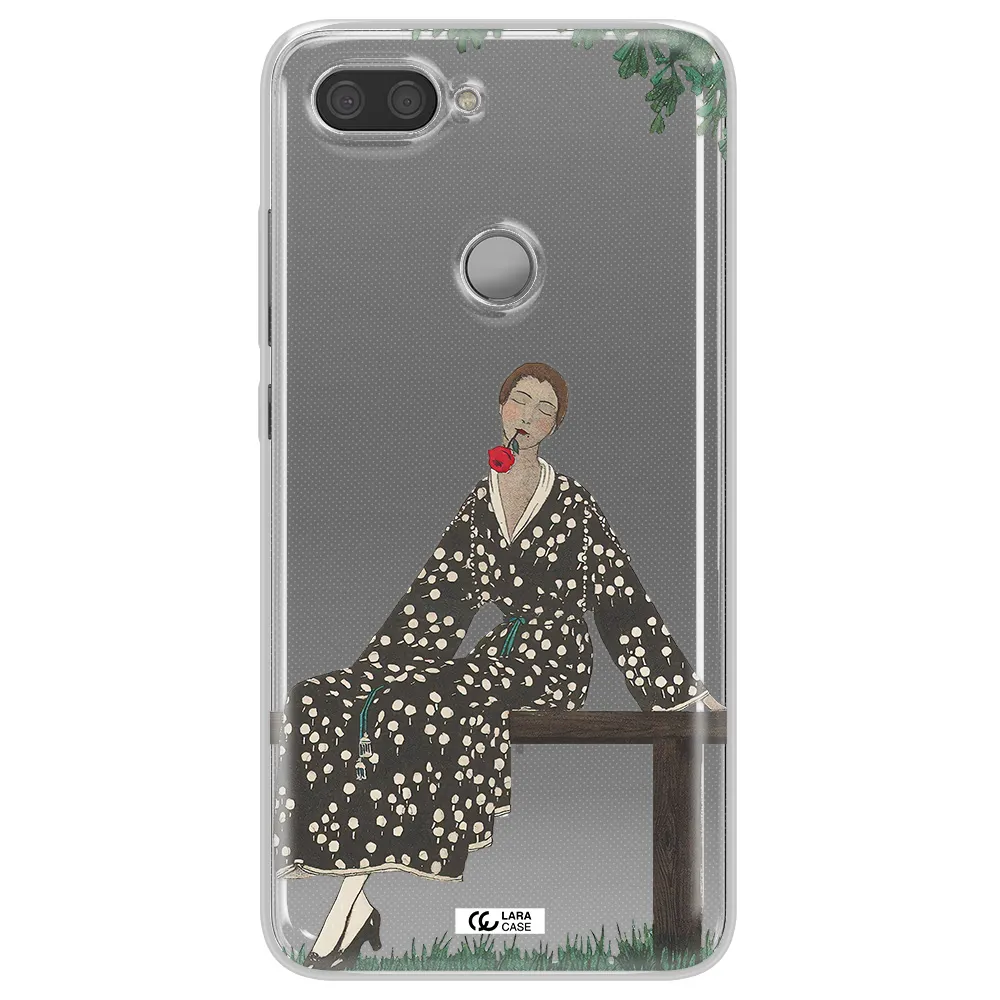 a woman sitting on a bench Xiaomi Mi 8 Lite Clear TPU Case