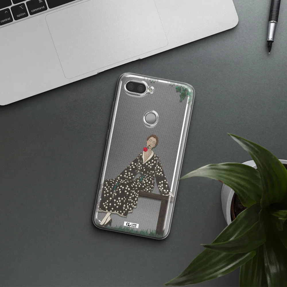 a woman sitting on a bench Xiaomi Mi 8 Lite Clear TPU Case